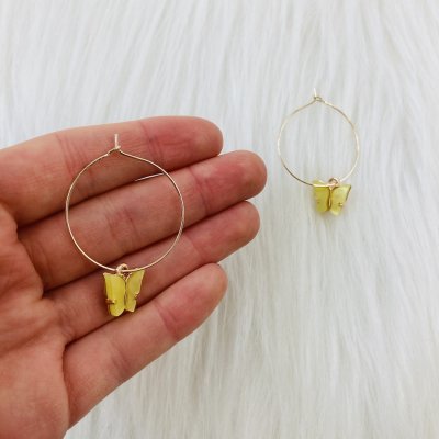 Sárga pillangós fülbevaló
