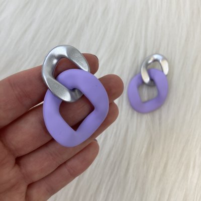 Lila ezüst fülbevaló