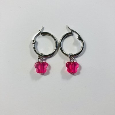 Pink pillangó fülbevaló