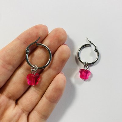 Pink pillangó fülbevaló