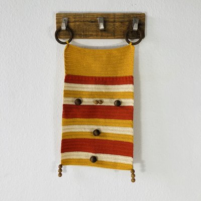 Vintage horgolt újságtartó, fali dísz