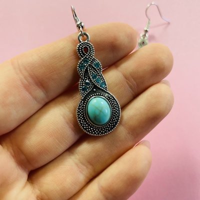 Kék köves bohém fülbevaló