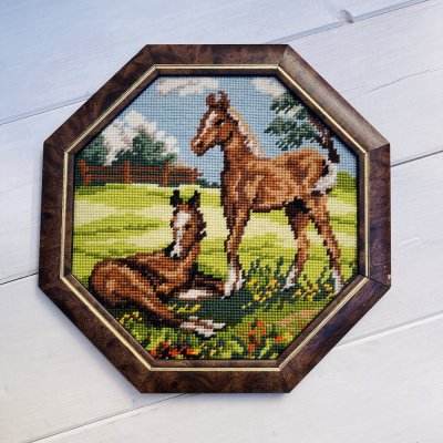 Vintage gobelin lovas kép