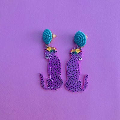 Pink leopárd fülbevaló