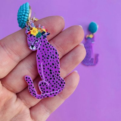 Pink leopárd fülbevaló