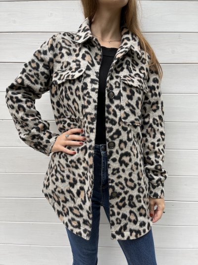 Szürkés leopárd mintás kiskabát