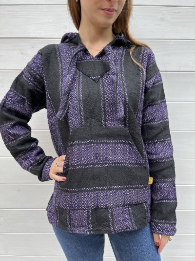 Szövet fekete-lila bohó pulóver