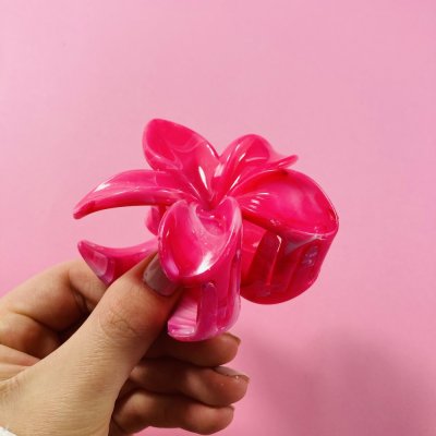 Pink virágos hajcsat