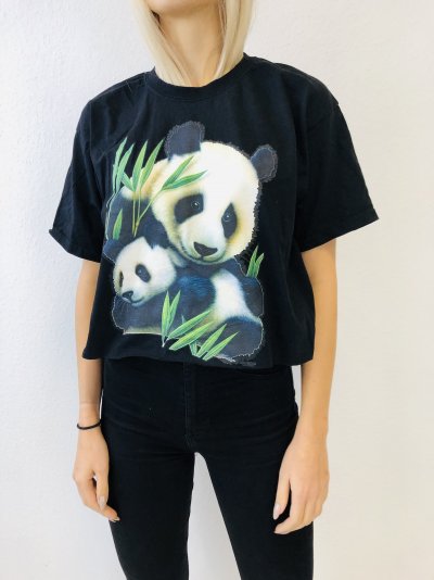 Pandás Vintage crop póló
